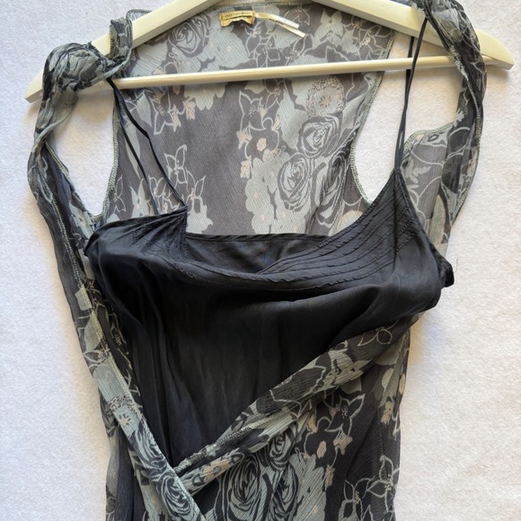 Vintage Max Studio Silk Floral Ruched Asymmetrical Hem Midi Dress Size S Y2K - Picture 11 of 11